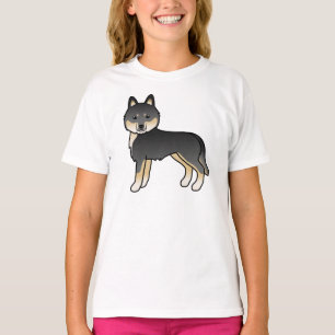Camiseta Cachorro de Cartoon Negro E Panorâmico Siberiano