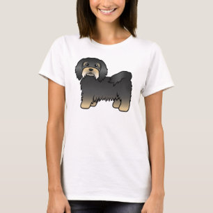 Camiseta Cachorro De Cartoon Negro E Tan Havanês