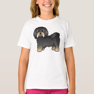 Camiseta Cachorro De Cartoon Negro E Tan Havanês