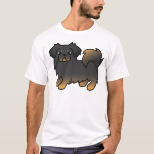 Camiseta Cachorro de Cartoon Negro E Tibetano