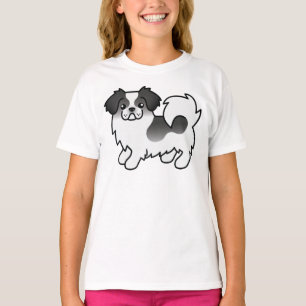 Camiseta Cachorro de Cartoon Negro Particolorido Tibetano -