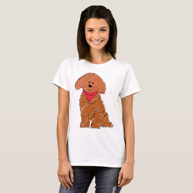 Camiseta Cachorro de Cartoon Vermelho de Cartoon Personaliz (Frente Completa)