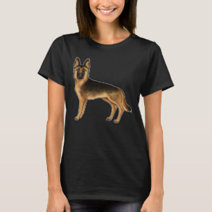 Camiseta Cachorro De Cartoons De German shepherd Preto E Co