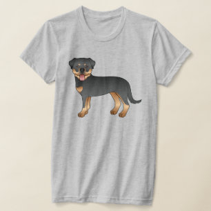 Camiseta Cachorro De Cartoons De Giro Preto E Tano