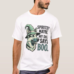 Camiseta Cachorro de Chapéu de Bruxa Gravura Vintage Humor 