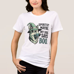 Camiseta Cachorro de Chapéu de Bruxa Gravura Vintage Humor 