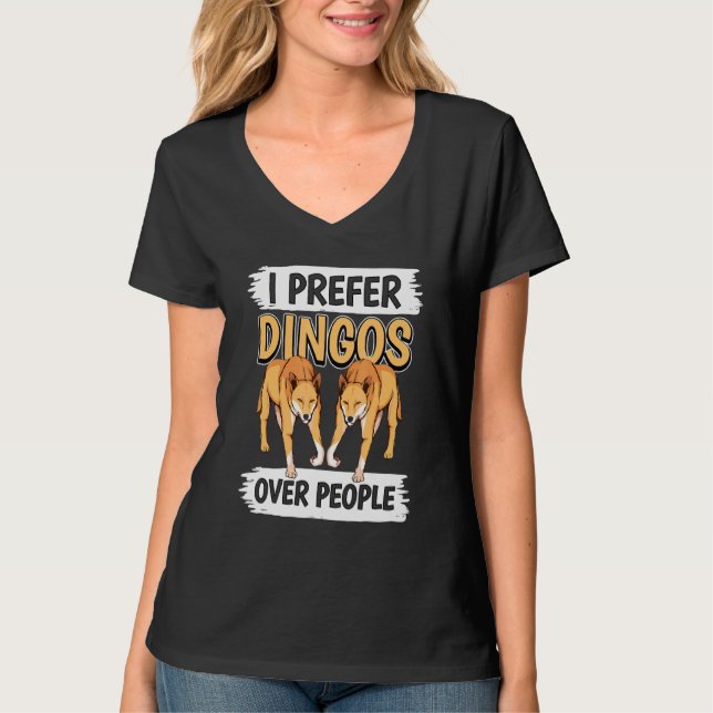 Camiseta Cachorro de Citação Dingo Prefero Dingos Sobre Pes (Frente)