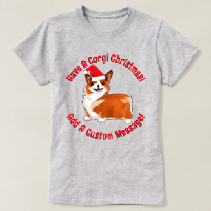 Camiseta Cachorro De Corgi De Natal Com Papai Noel