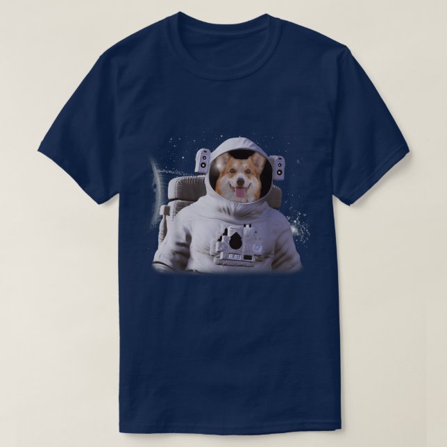 Camiseta Cachorro De Corgi Profundo Em Cachorro Espacial  (Frente do Design)