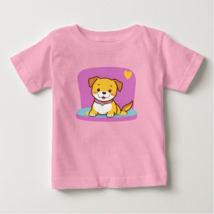 Camiseta Cachorro de Desenho Animado Adorável Com Expressão