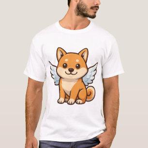 Camiseta Cachorro de desenho animado anjo Shiba Inu fofo fe
