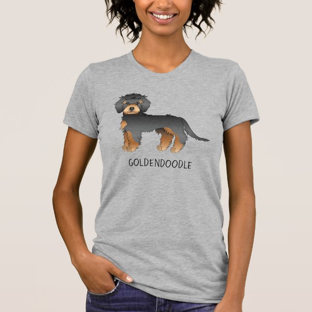 Camiseta Cachorro de desenho animado Black And Tan Mini Gol (Frente)