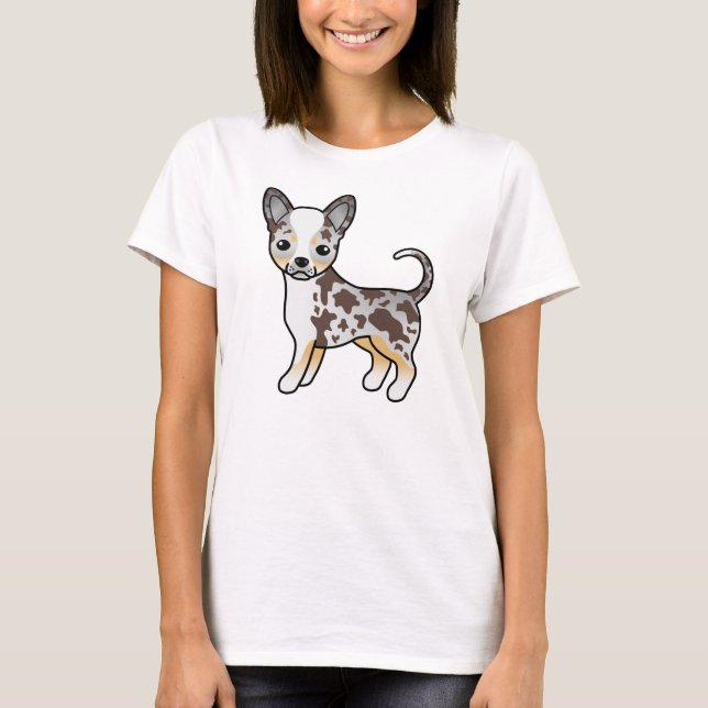 Camiseta Cachorro de desenho animado Chihuahua de pelo liso (Frente)