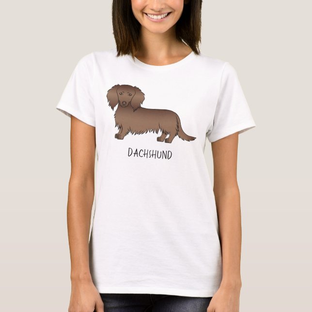 Camiseta Cachorro De Desenho Animado Dachshund Chocolate De (Frente)