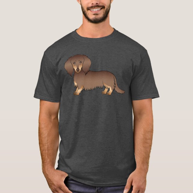 Camiseta Cachorro de desenho animado Dachshund Chocolate e  (Frente)