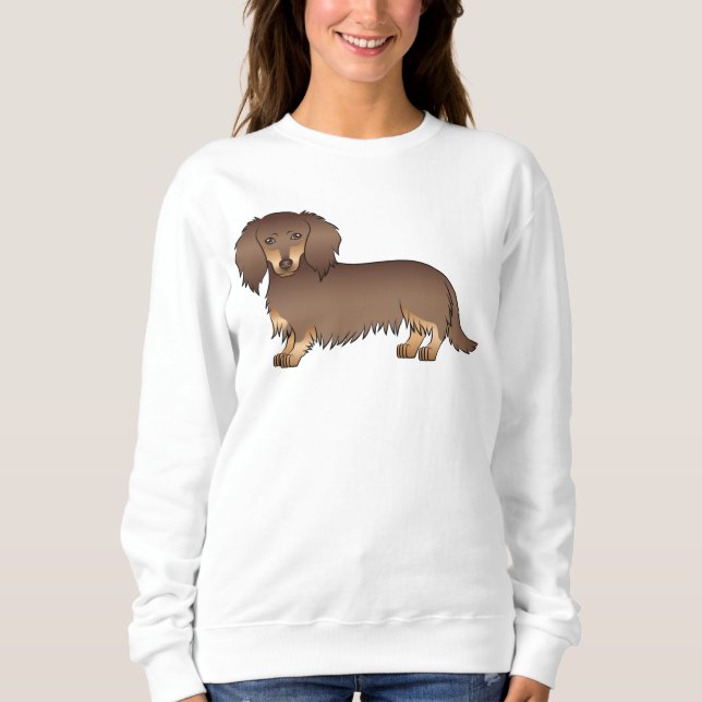 Camiseta Cachorro de desenho animado Dachshund de pelo long (Frente)