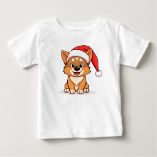 Camiseta Cachorro de desenho animado de Natal adorável