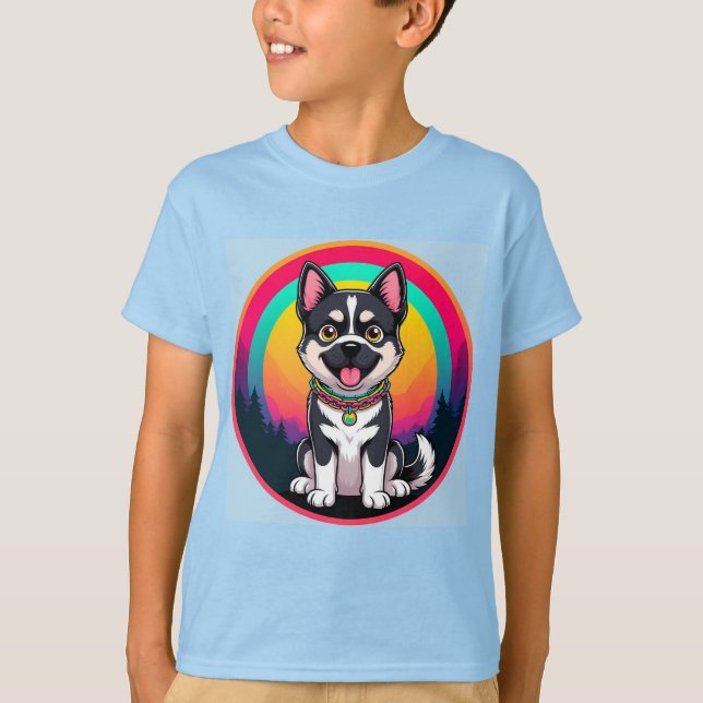 Camiseta Cachorro de Desenho Animado Divertido (Frente)