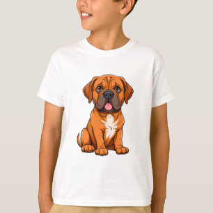 Camiseta Cachorro de desenho animado Dogue de Bordeaux com