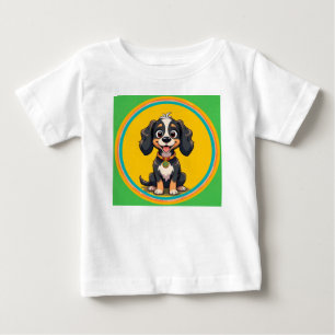 Camiseta Cachorro de Desenho Animado Feliz em uma Moldura C