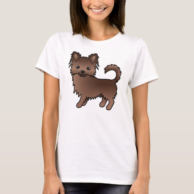 Camiseta Cachorro de Desenho Animado Fofo Chihuahua de Casa (Frente)