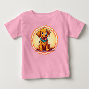 Camiseta Cachorro de Desenho Animado Fofo Com Coleira Azul
