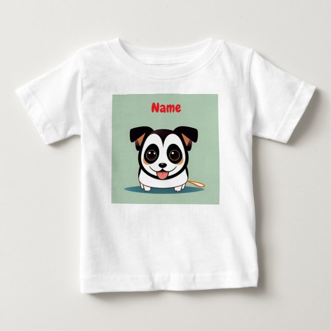 Camiseta Cachorro de desenho animado fofo com expressão ado (Frente)