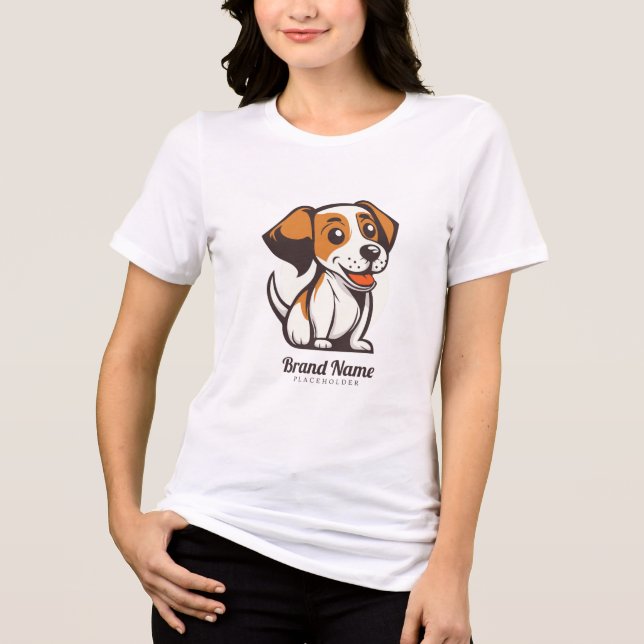 Camiseta Cachorro de desenho animado fofo com manchas marro (Frente)