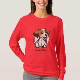 Camiseta Cachorro de desenho animado fofo com manchas marro
