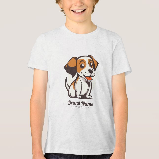 Camiseta Cachorro de desenho animado fofo com manchas marro (Frente)