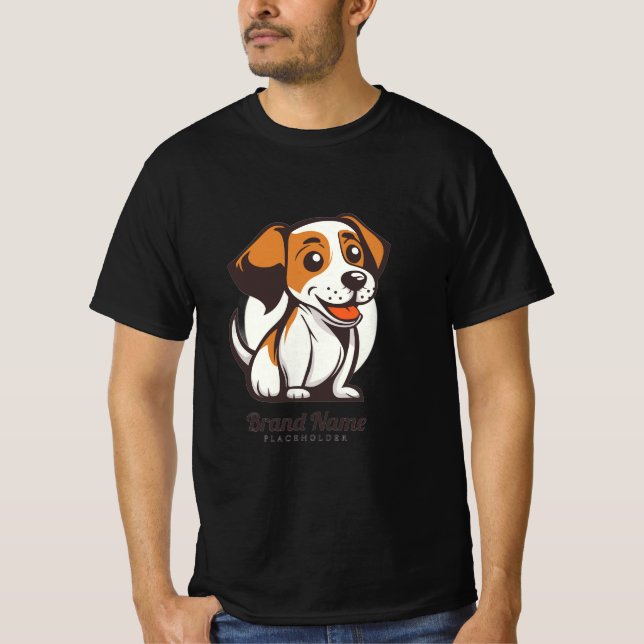 Camiseta Cachorro de desenho animado fofo com manchas marro (Frente)