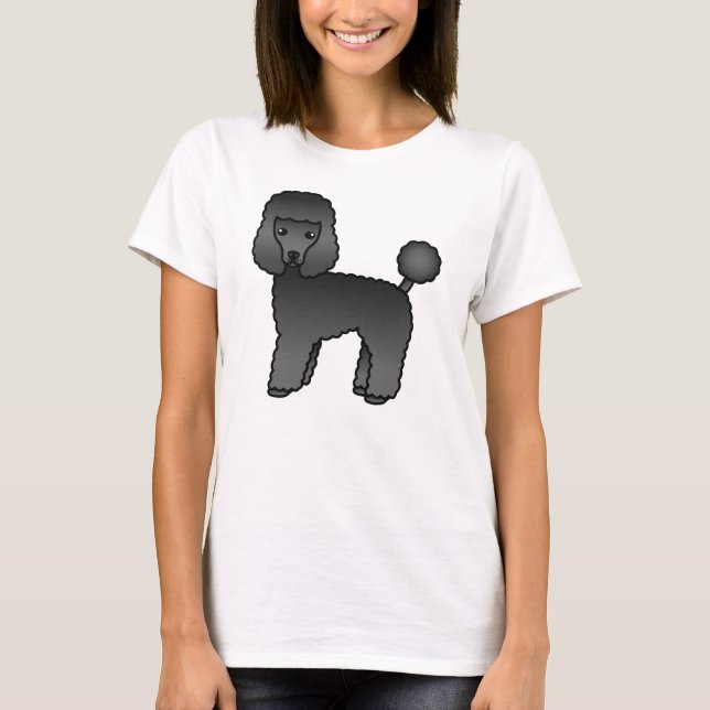 Camiseta Cachorro de desenho animado fofo Poodle Toy preto (Frente)