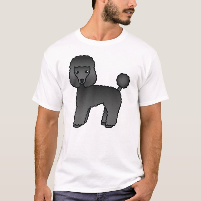 Camiseta Cachorro de desenho animado fofo Poodle Toy preto (Frente)