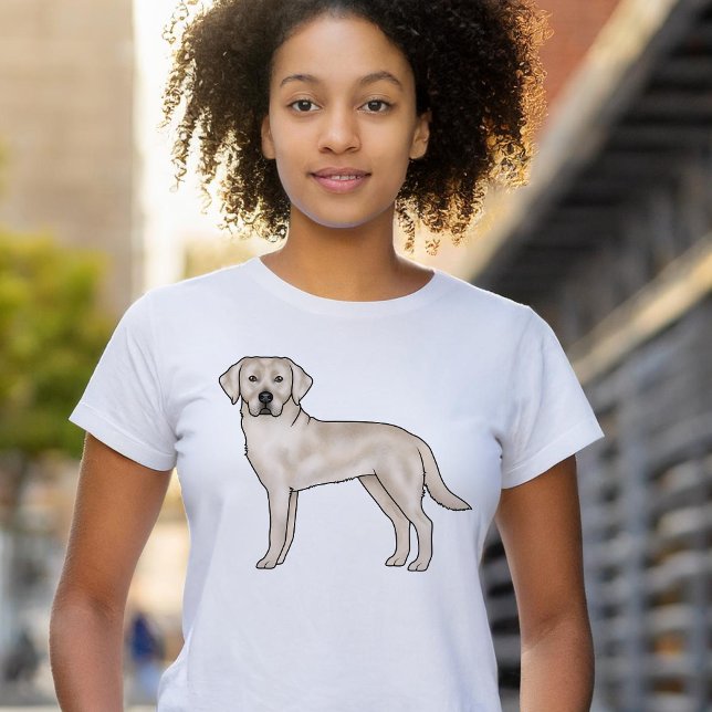 Camiseta Cachorro de desenho animado inglês creme Labrador  (Please note: This image is a digital mockup.)