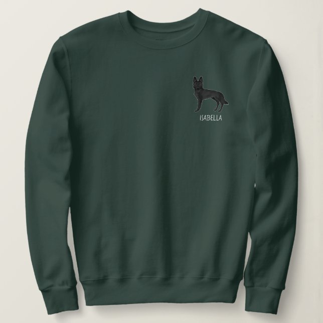 Camiseta Cachorro de desenho animado Pastor Alemão preto co (Frente do Design)