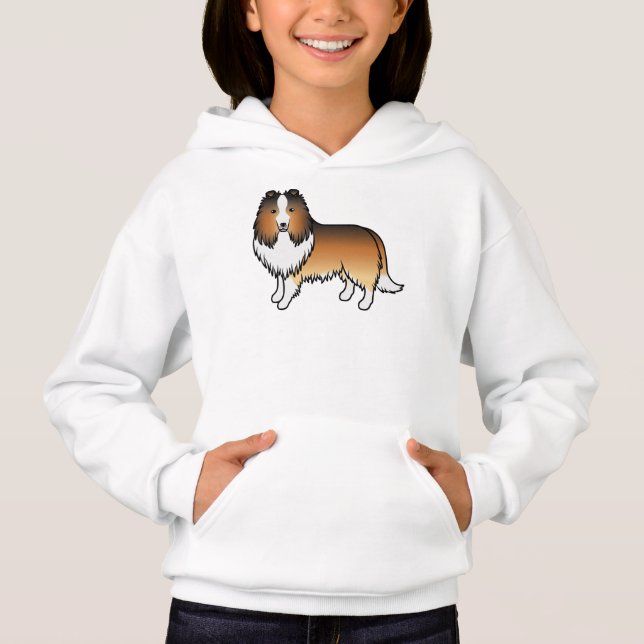 Camiseta Cachorro de desenho animado Sable Shetland Sheepdo (Frente)