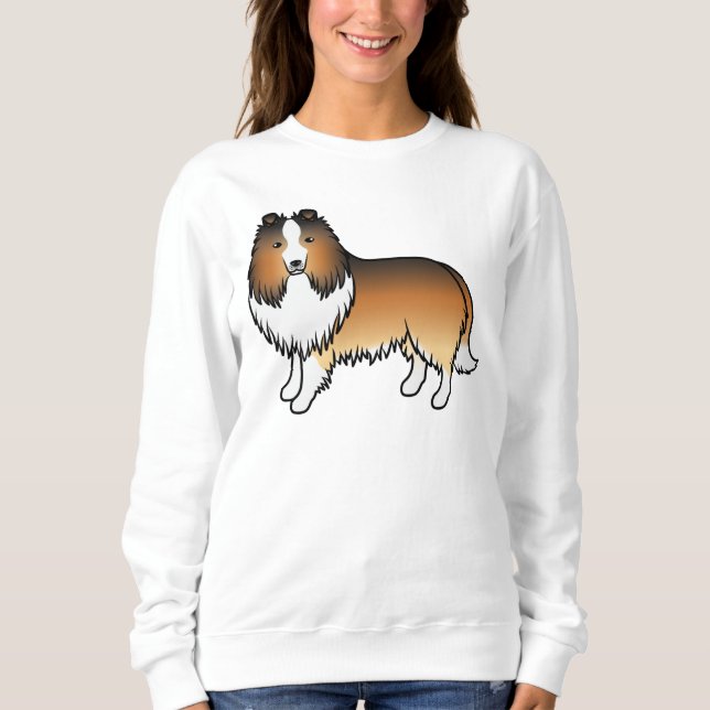 Camiseta Cachorro de desenho animado Sable Shetland Sheepdo (Frente)