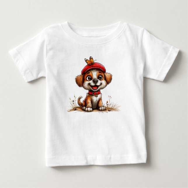 Camiseta Cachorro de desenho fofo (Frente)