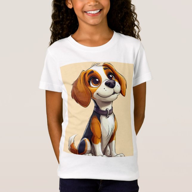 Camiseta Cachorro de desenho fofo (Frente)
