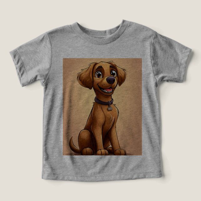 Camiseta Cachorro de desenho fofo (Design frontal)