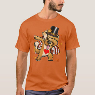 Camiseta Cachorro de Dia de Ação de Graças de Ouro Pilgrim 