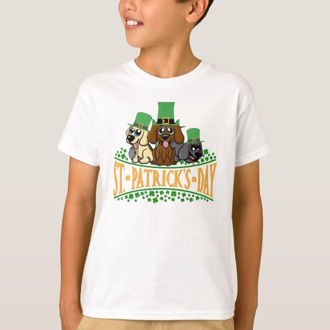 Camiseta Cachorro De Dia de São Patrício Bonito Leprechaun  (Frente)