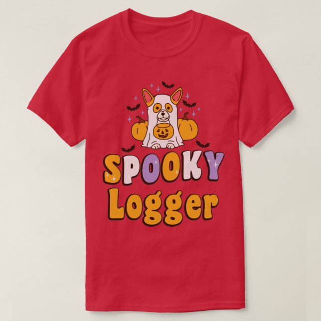Camiseta Cachorro de fantasia de Spookger Logger Halloween (Frente do Design)