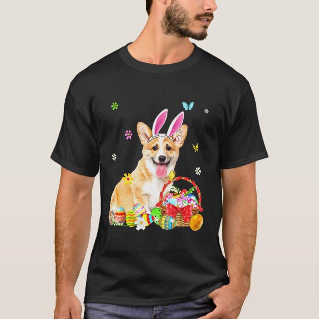 Camiseta Cachorro de Felz pascoa de Corgi (Frente)