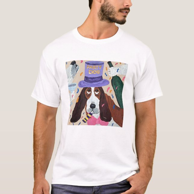 Camiseta Cachorro de Festa Basset Hound (Frente)