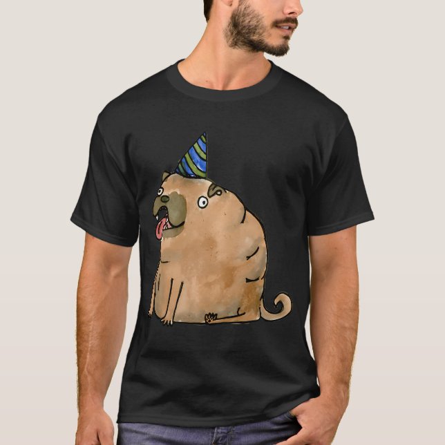 Camiseta Cachorro de Festa com um Chapéu de Festa (Frente)