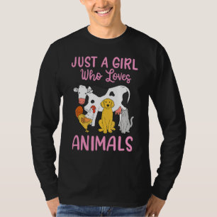 Camiseta Cachorro De Gato De Vaca Cachorro Apenas Uma Menin