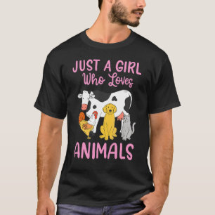 Camiseta Cachorro De Gato De Vaca Cachorro Apenas Uma Menin
