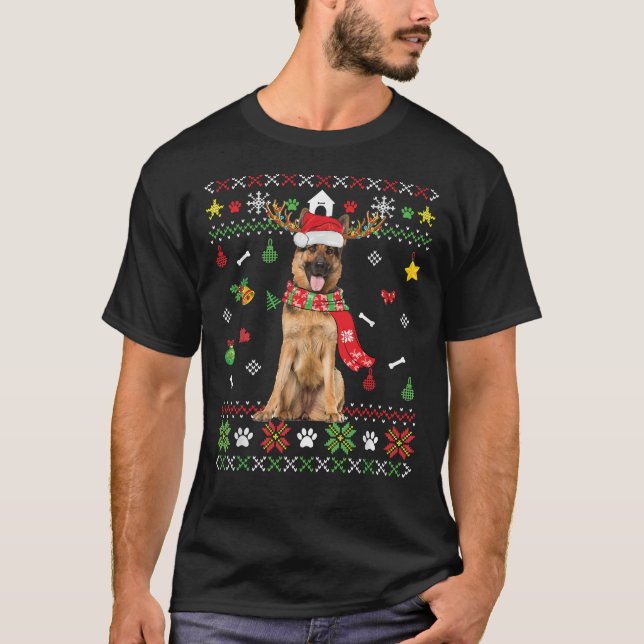 Camiseta Cachorro de German shepherd de Natal Feio X (Frente)