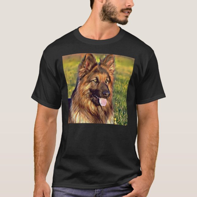 Camiseta Cachorro de German shepherd longo (Frente)